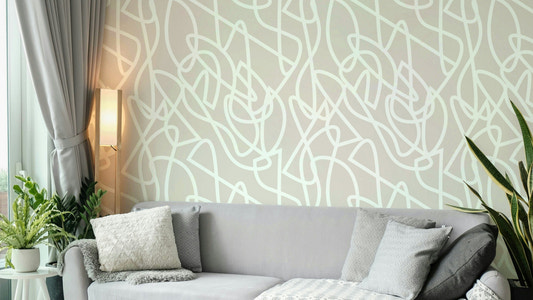 An art studio with a minimalist wallpaper design

