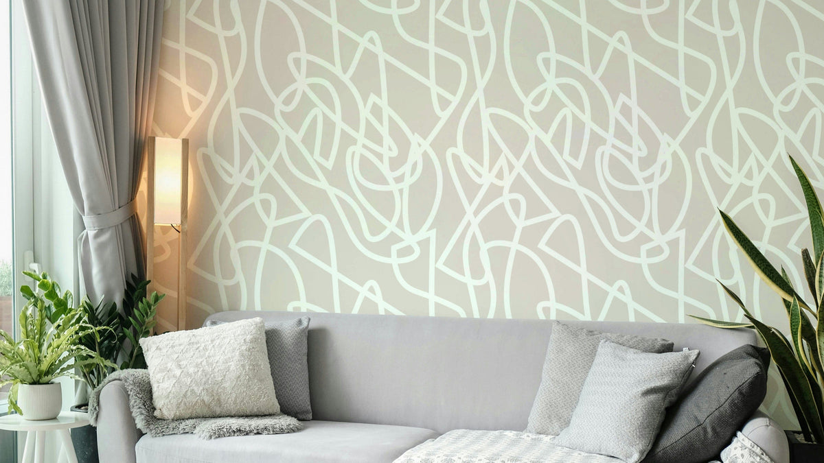 An art studio with a minimalist wallpaper design

