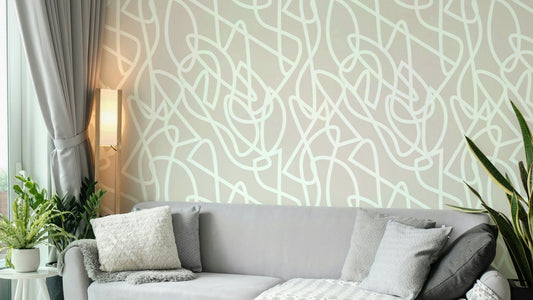 An art studio with a minimalist wallpaper design

