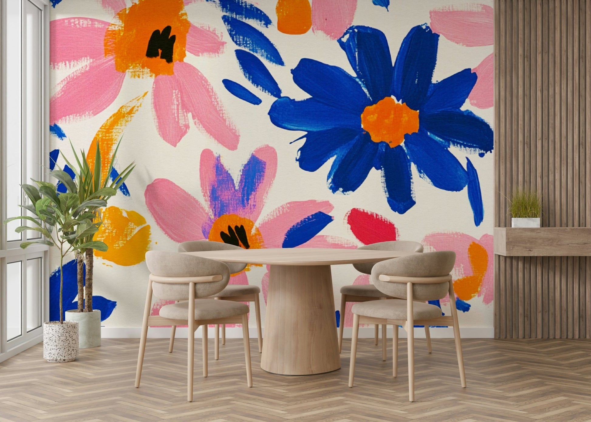 Contemporary mural with Matisse garden patterns


