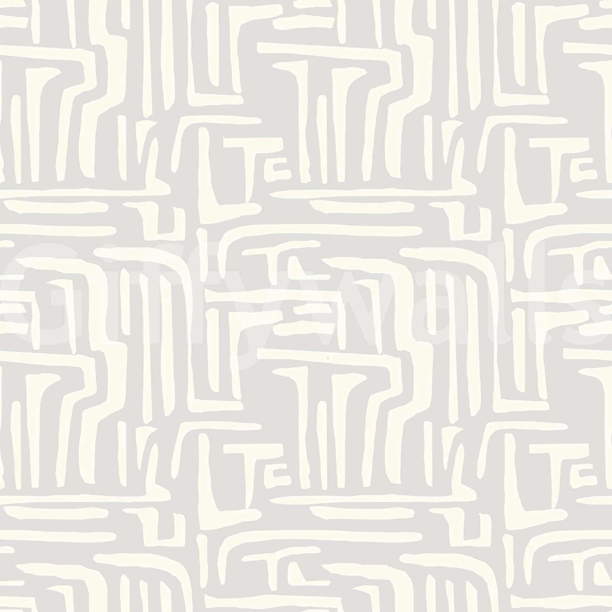 Smooth light gray motif, refined abstract movement, Abstract Maze feature.