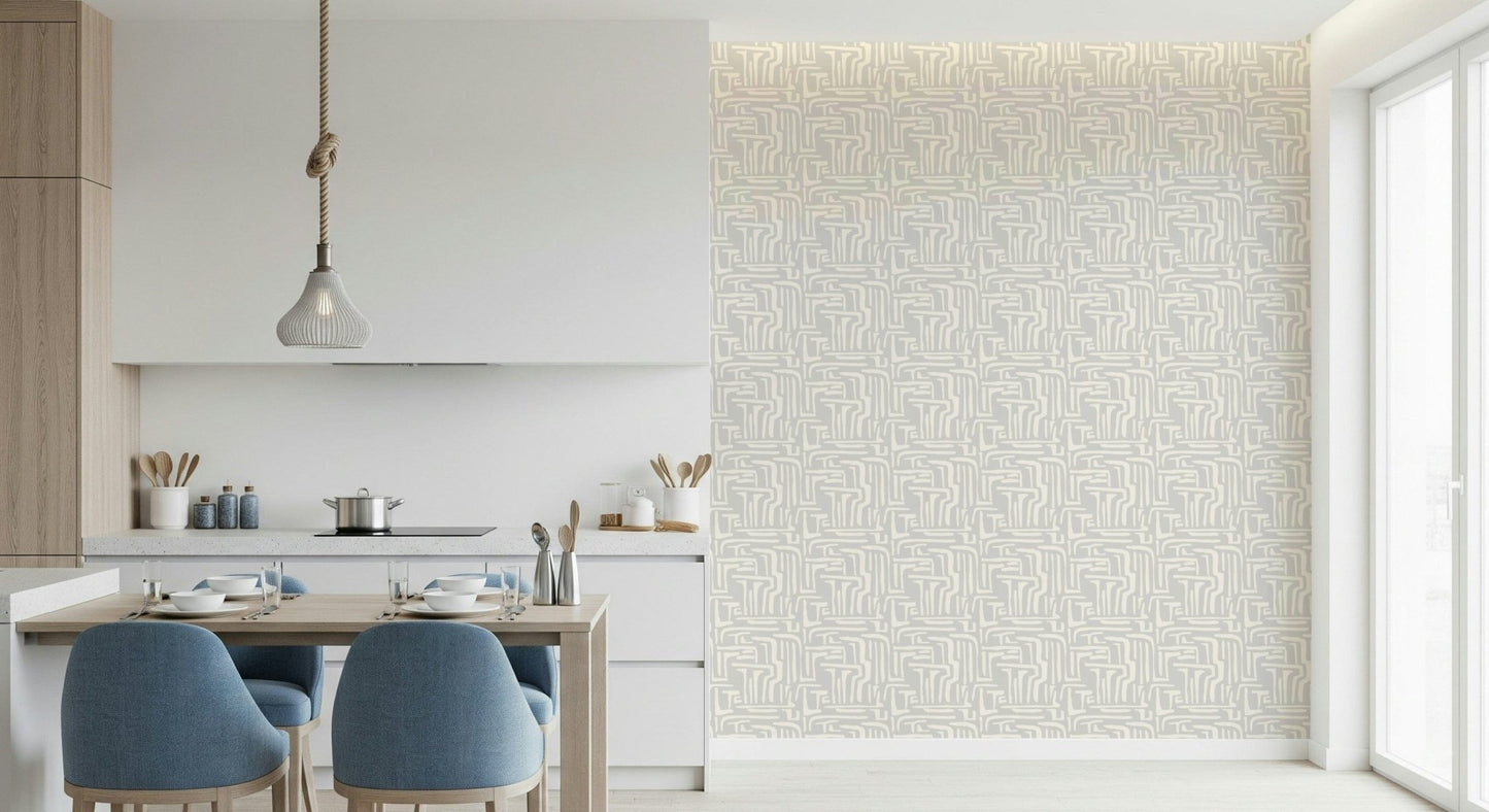 Light neutral Abstract Maze design, labyrinthine flow, background accent.