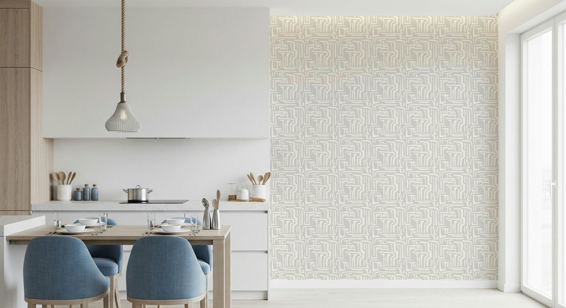 Light neutral Abstract Maze design, labyrinthine flow, background accent.
