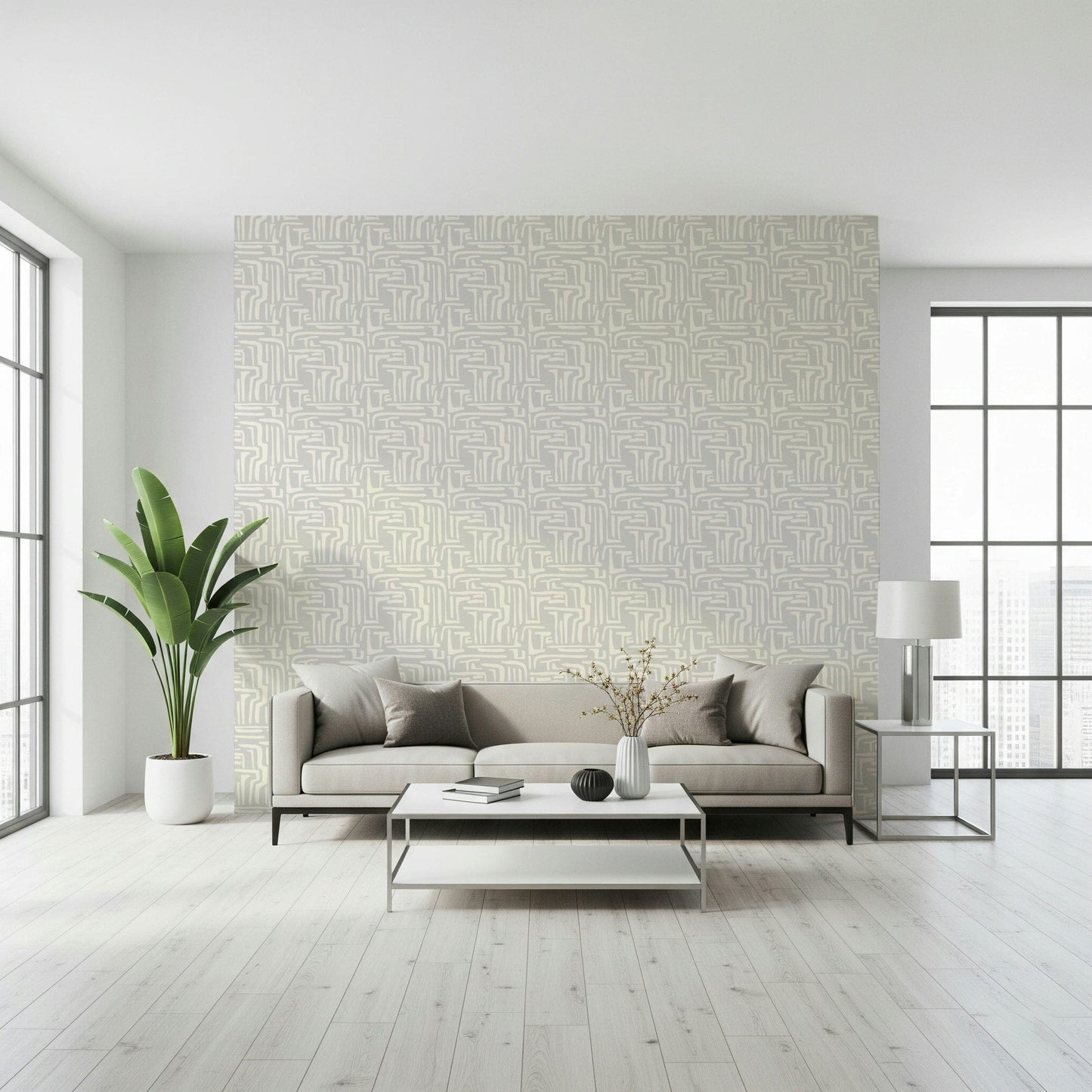 Understated pattern, gentle contrast, the Abstract Maze creation display.