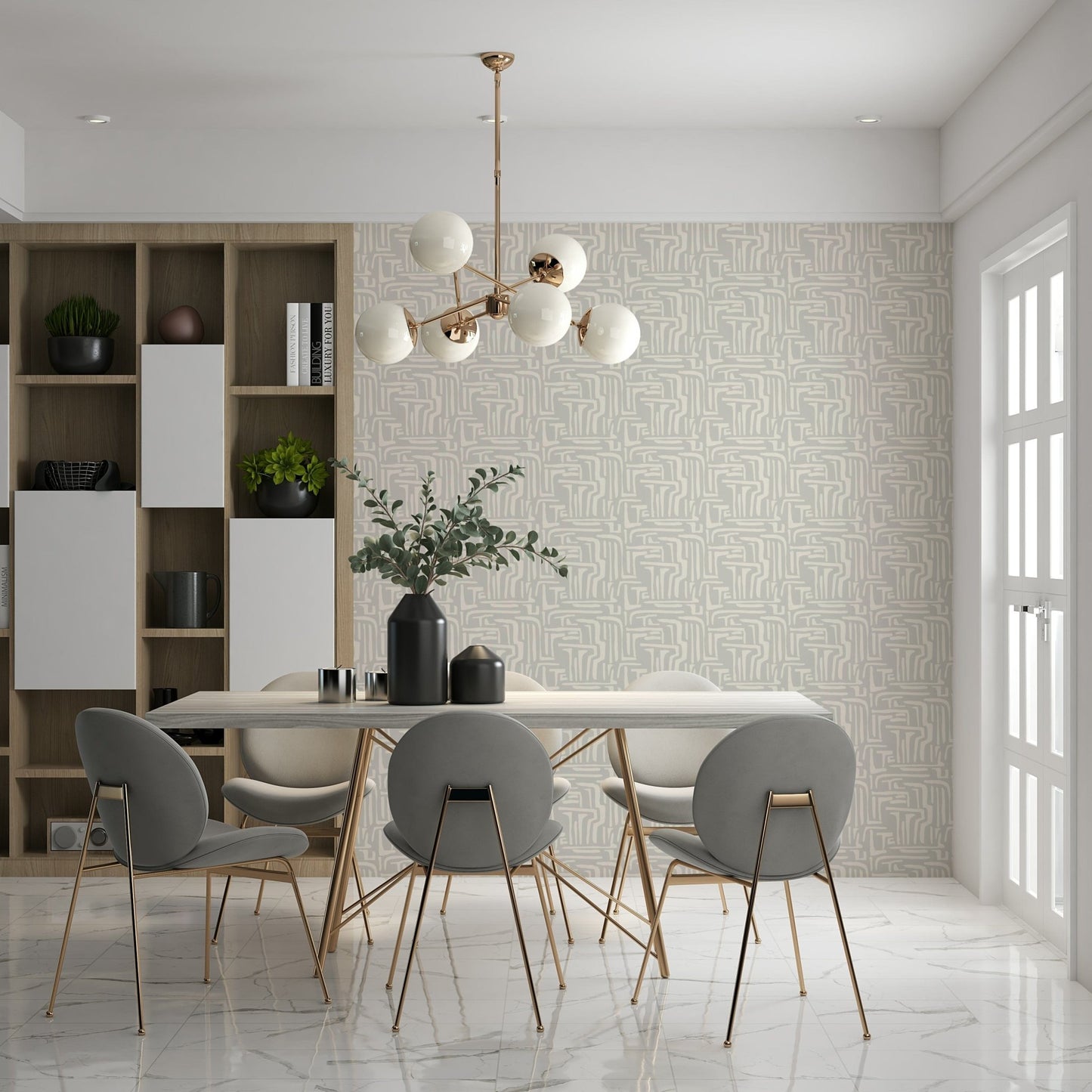 Seamless light-colored texture, artistic wall display, Abstract Maze print.