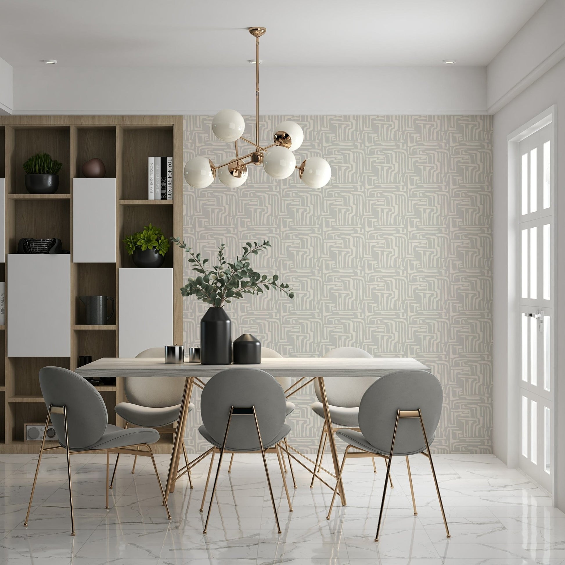 Seamless light-colored texture, artistic wall display, Abstract Maze print.