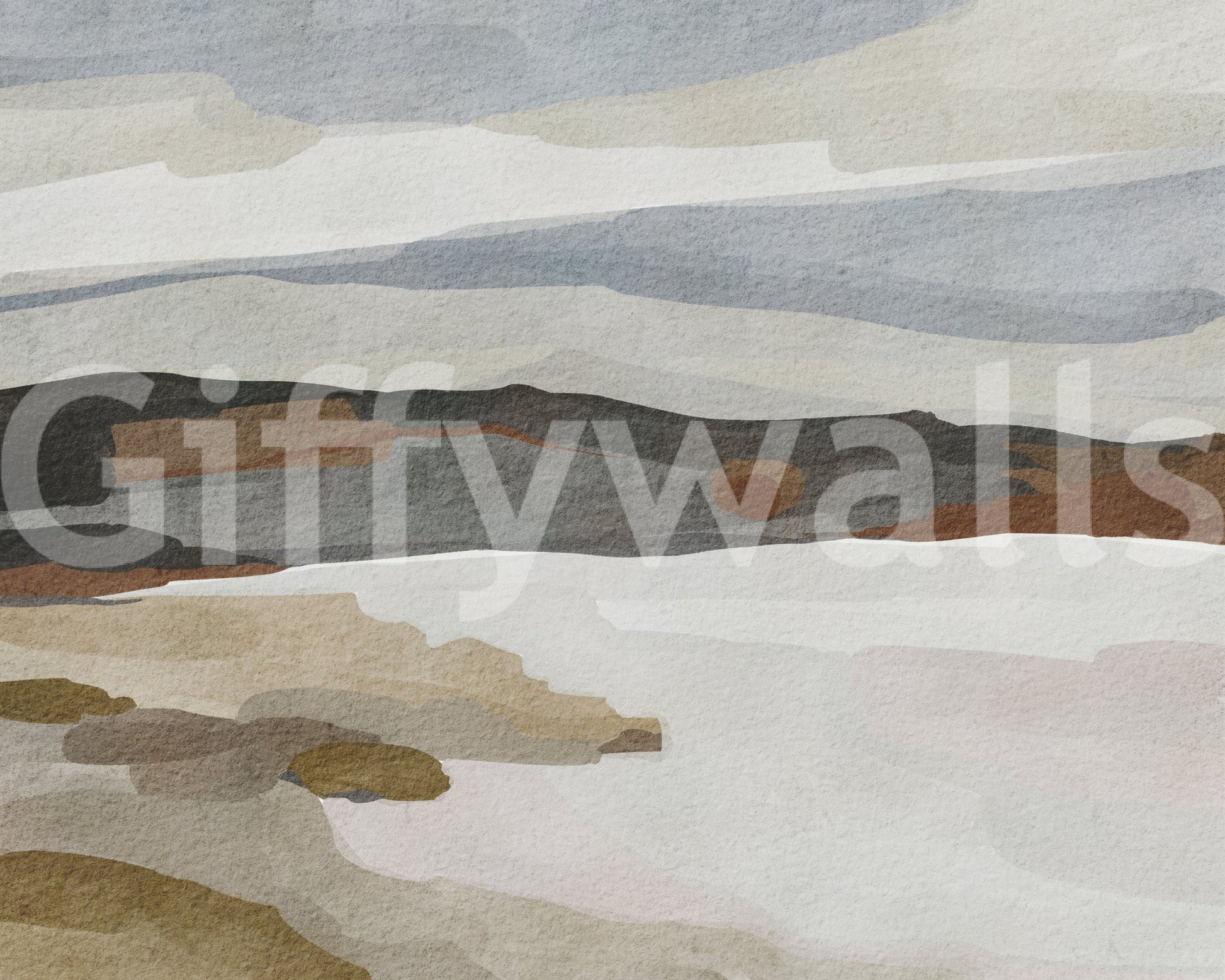 Abstract mountain wall art in modern setting

