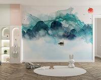 Abstract Mountain Scene Wallpaper Mural - Giffywalls