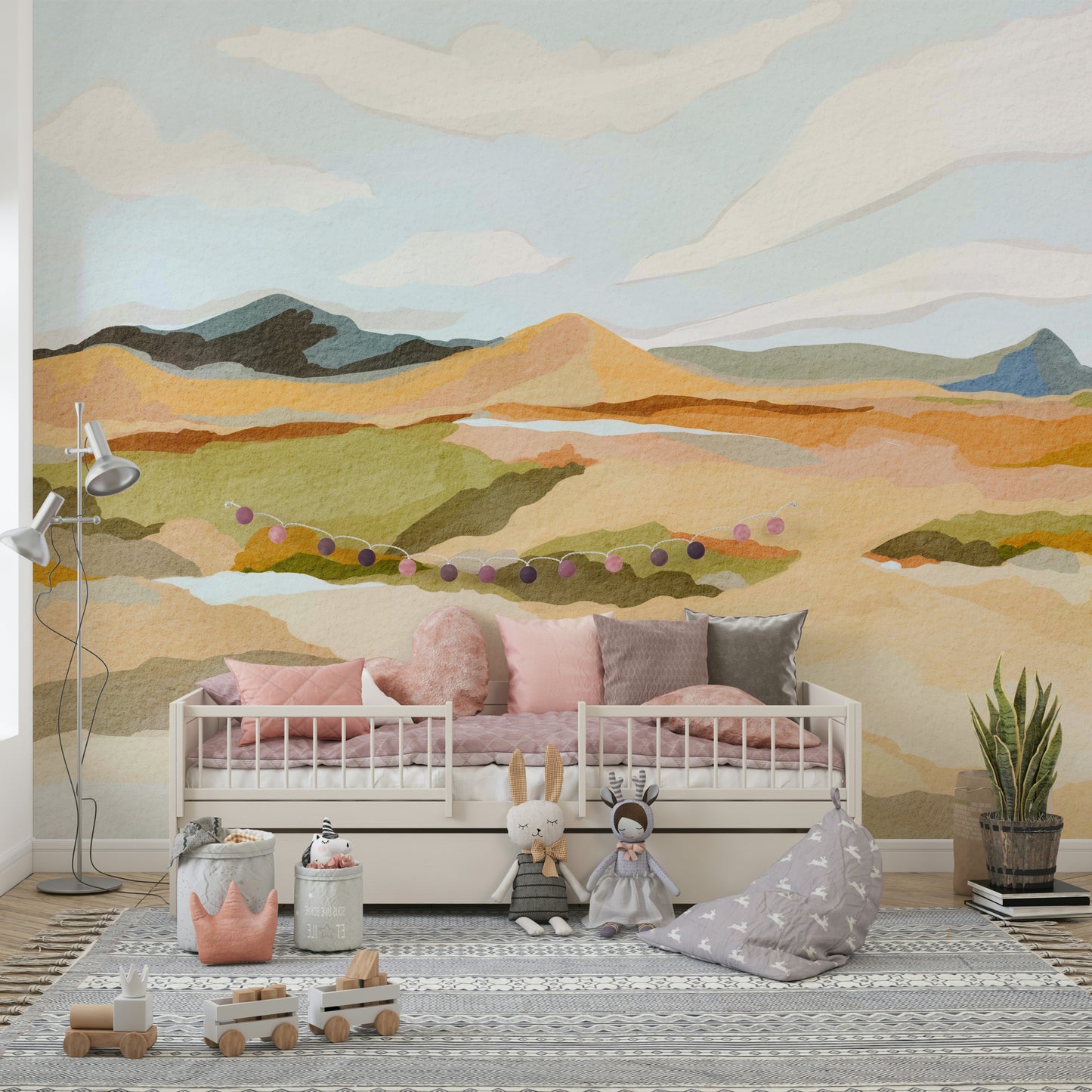 Abstract mountain scenery wallpaper with layered textures

