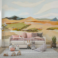 Abstract mountain scenery wallpaper with layered textures

