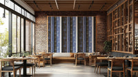 Abstract Nature Stripes mural for a modern bedroom.


