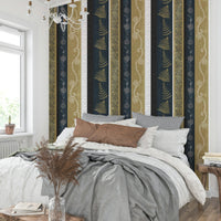 Close-up of the gold-toned floral stripe.

