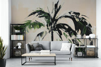 Pastel abstract palm tree mural for serene spaces.