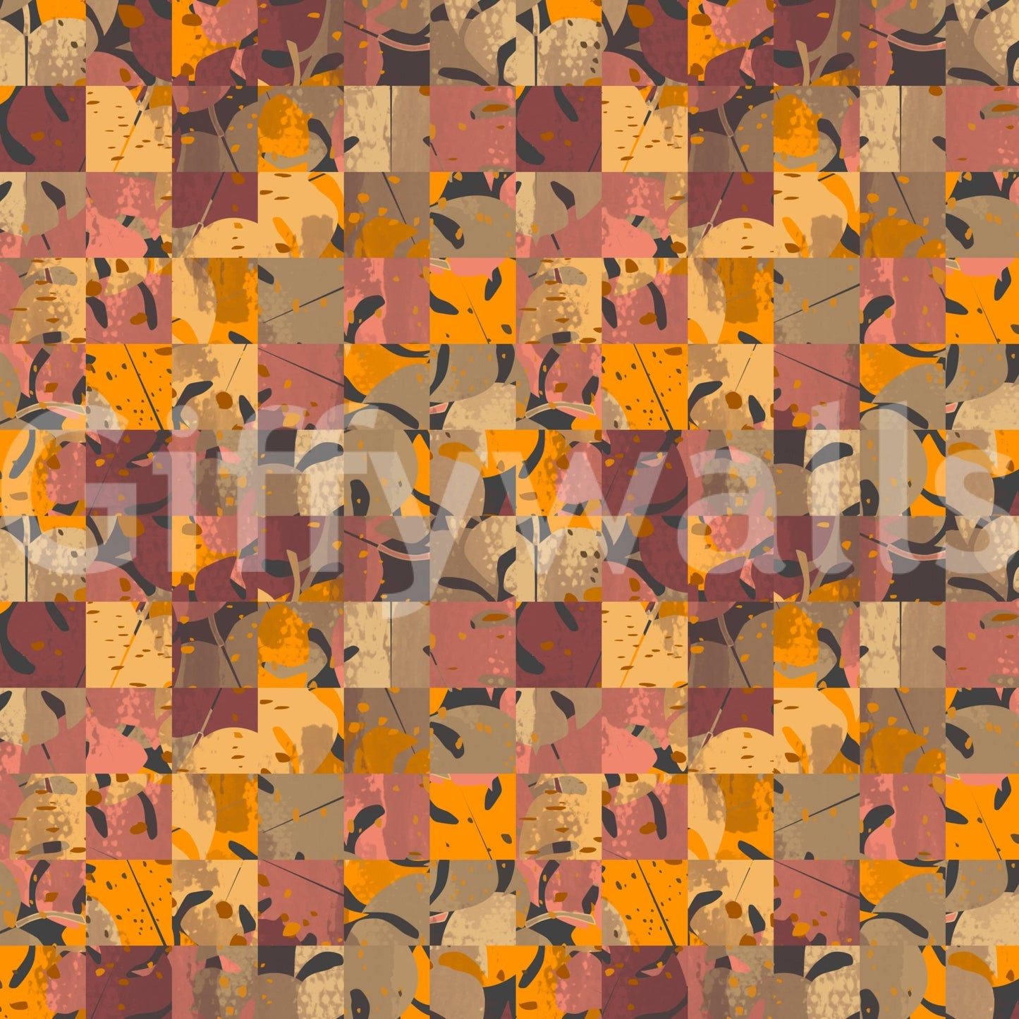 Textured painterly squares Abstract Patchwork premium wall mural modern style.