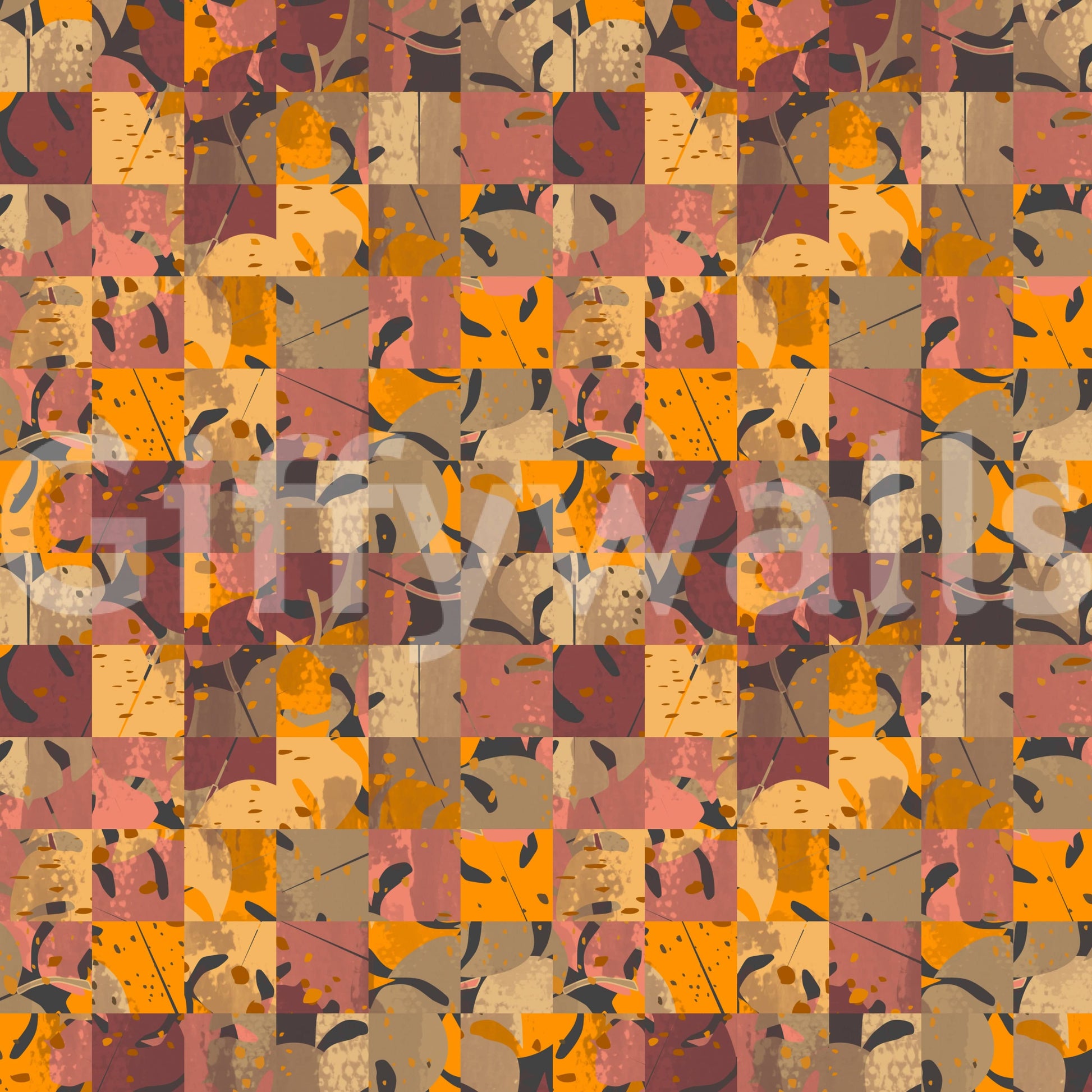 Textured painterly squares Abstract Patchwork premium wall mural modern style.