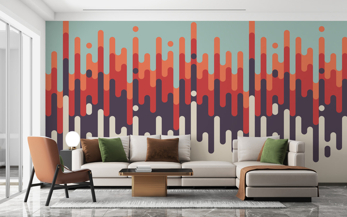 Abstract Retro Vintage Strip Pattern Wallpaper Mural - Giffywalls