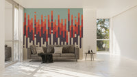 Artistic retro mural featuring gradient colors.