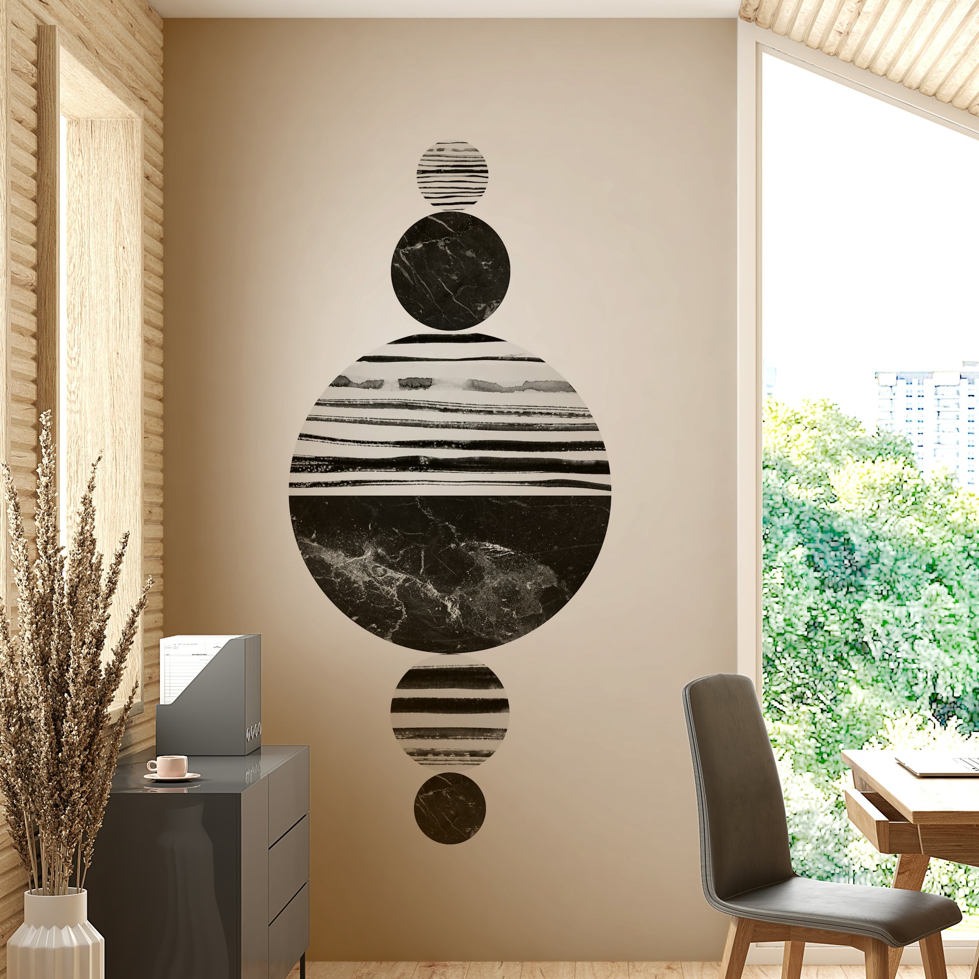 Colorful abstract shapes wallpaper for living rooms