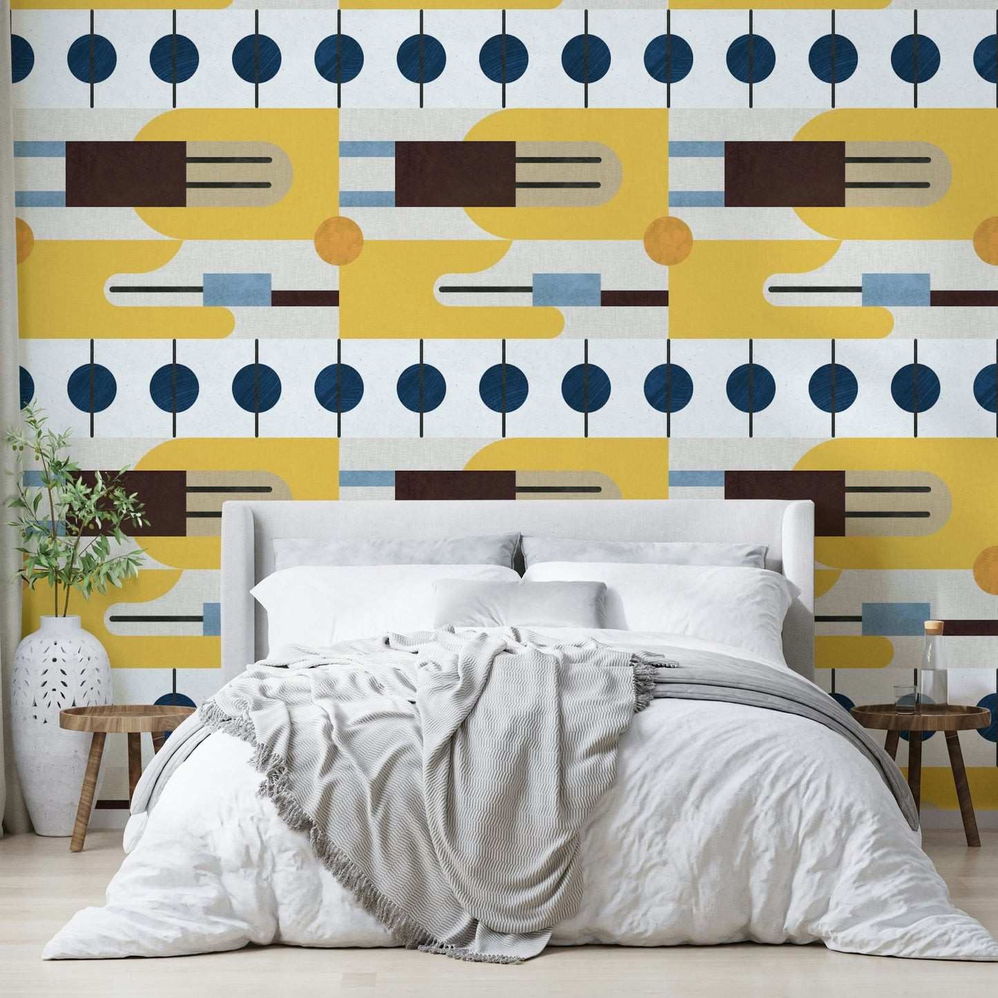 Contemporary mural wallpaper with visual rhythm

