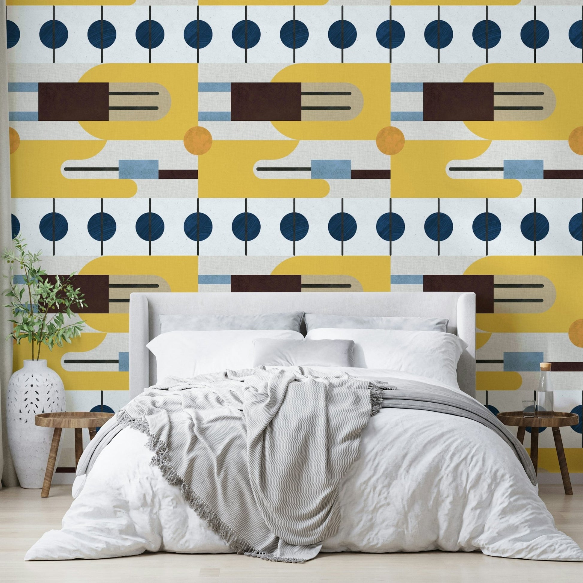 Contemporary mural wallpaper with visual rhythm

