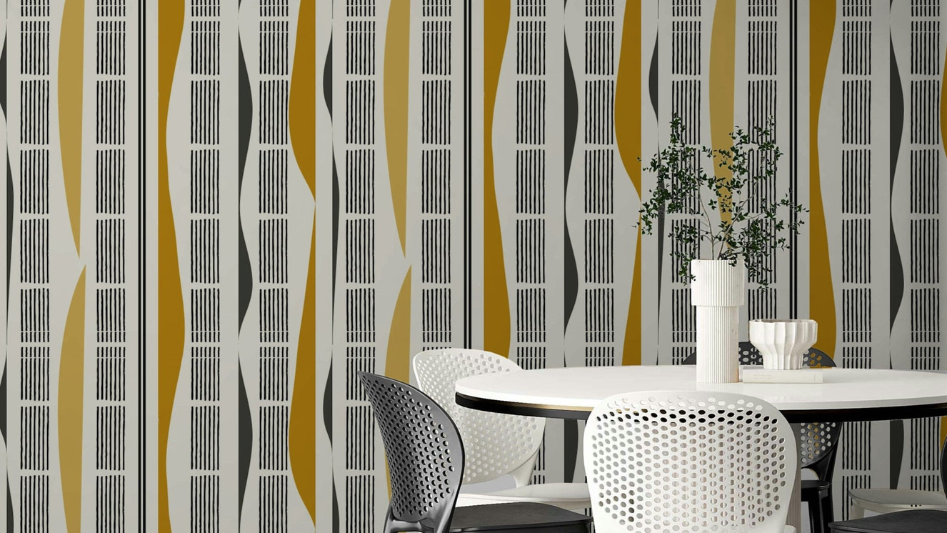 Bold abstract stripes and curves wallpaper for modern spaces

