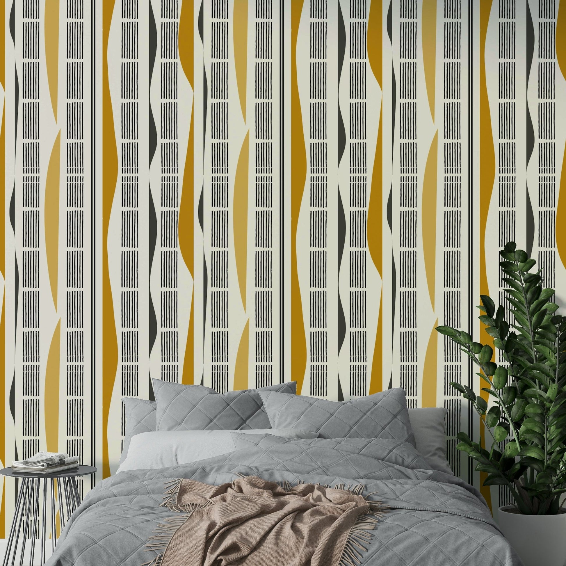 Fluid, contemporary design with abstract stripes and curves

