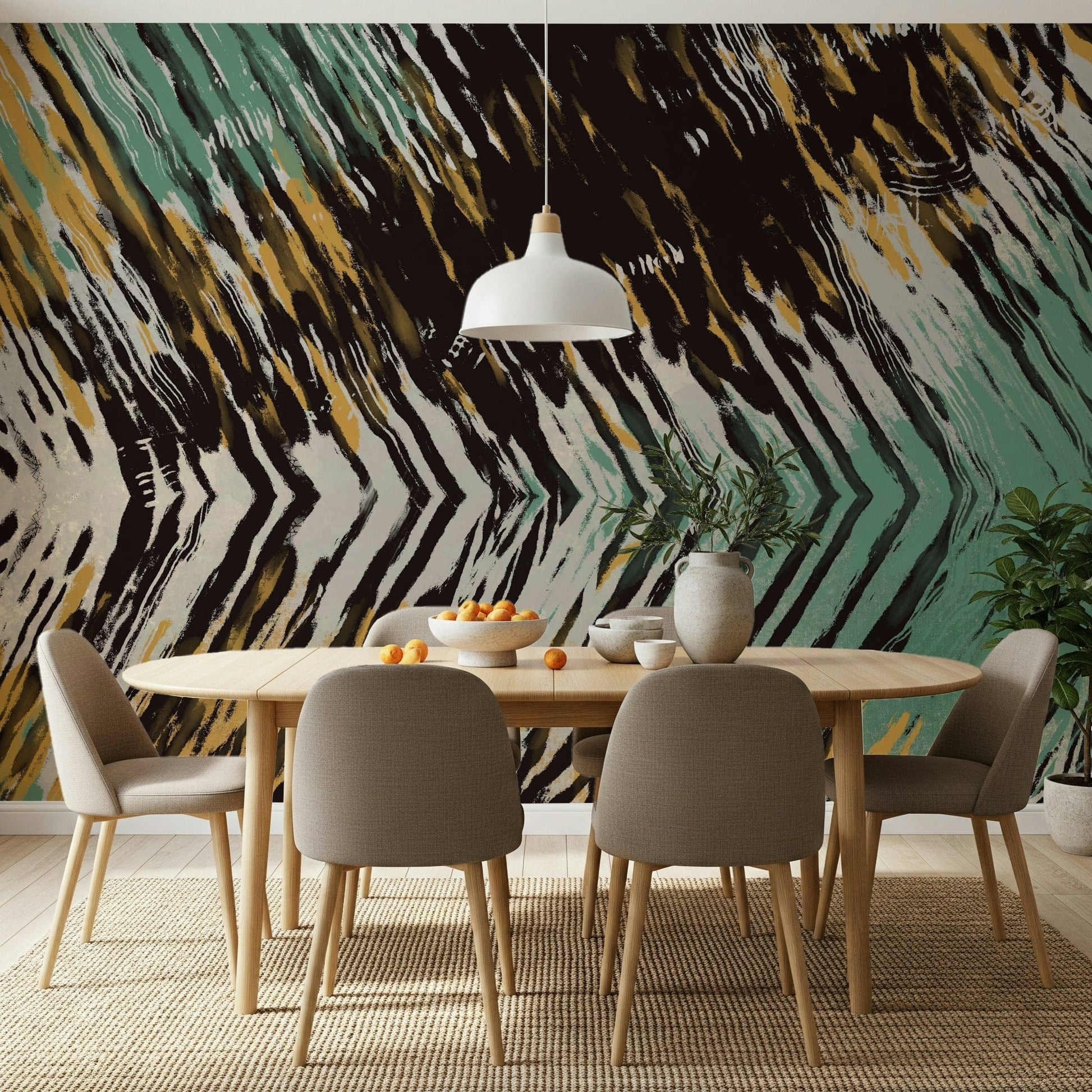 A contemplative gentle stroke wallpaper mural for a feature wall.