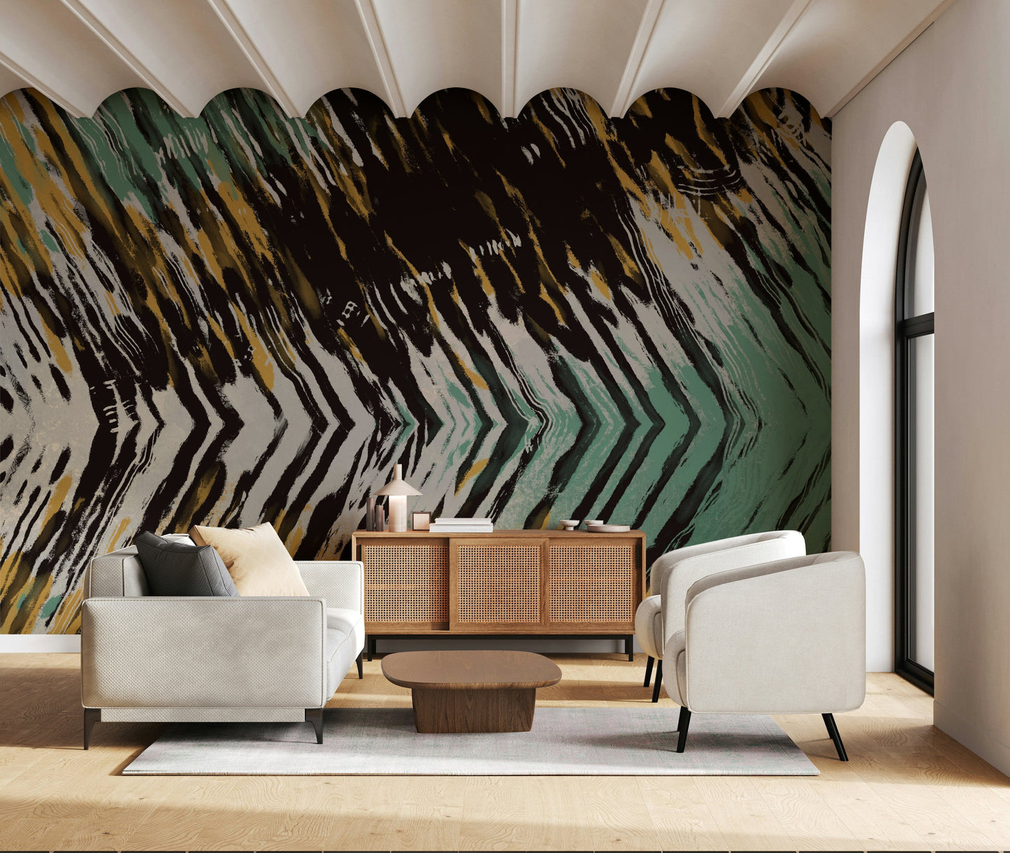 A serene fluid pattern wall mural for your decor.