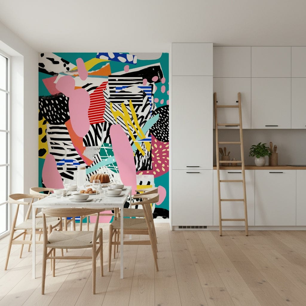 A beautiful panoramic tennis court wallpaper mural for a modern home.

