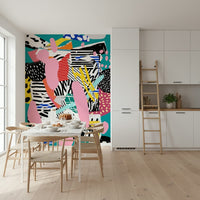 A beautiful panoramic tennis court wallpaper mural for a modern home.

