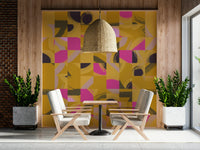 Graphic square abstract wallpaper for walls vibrant interior art.