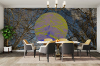 Tree overlay with colorful circle mural
