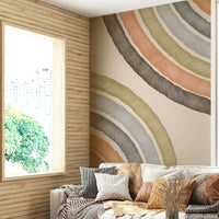 Watercolor-inspired abstract arches on mural

