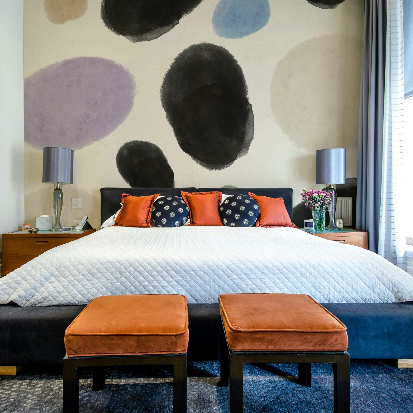 Abstract Watercolor Dots  Wall Mural