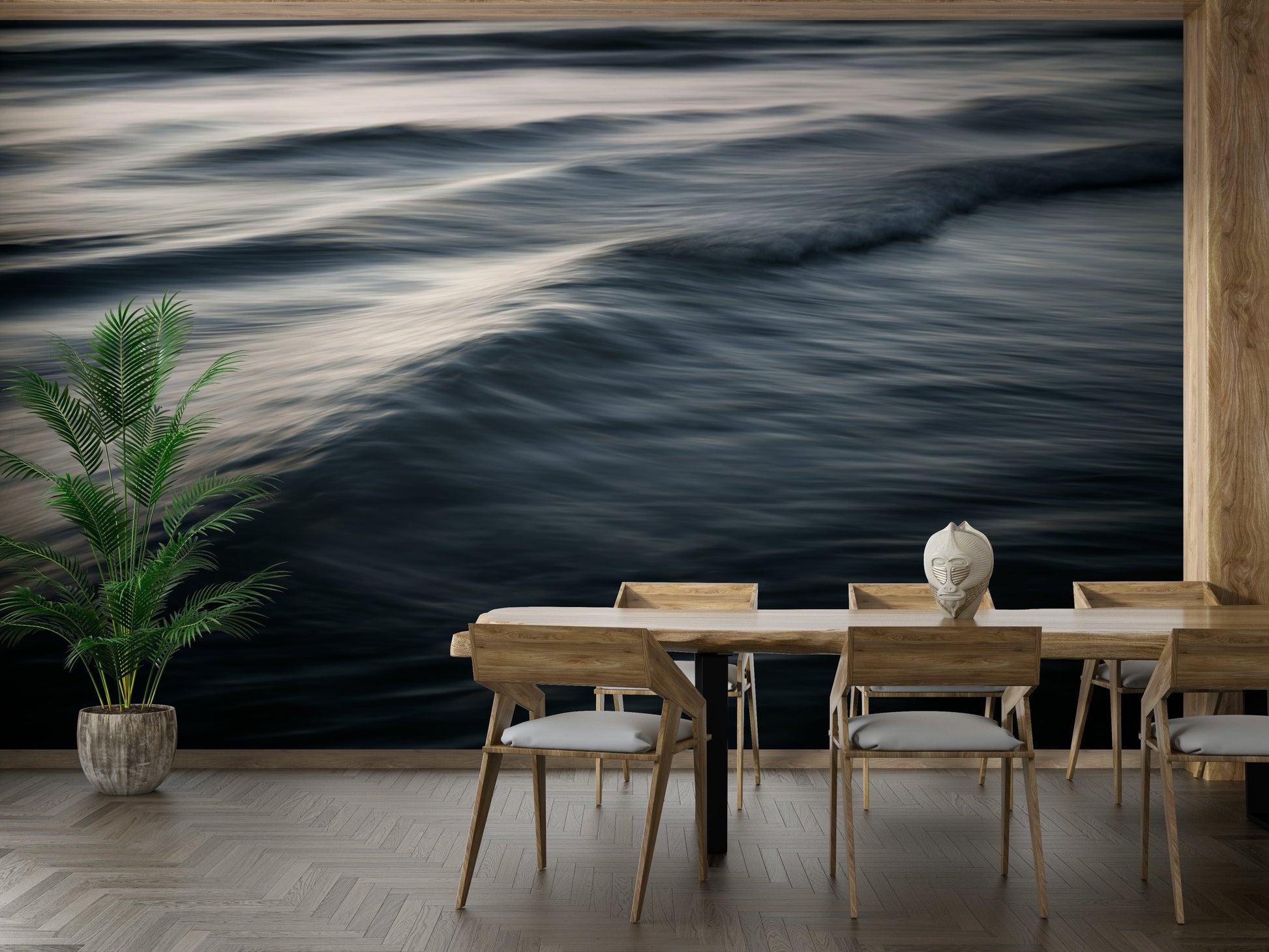 An artistic nature seascape mural for home decor.


