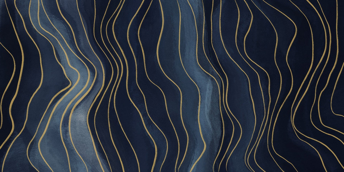 Navy Blue & Gold Chalk Lines Wallpaper Murals in your room