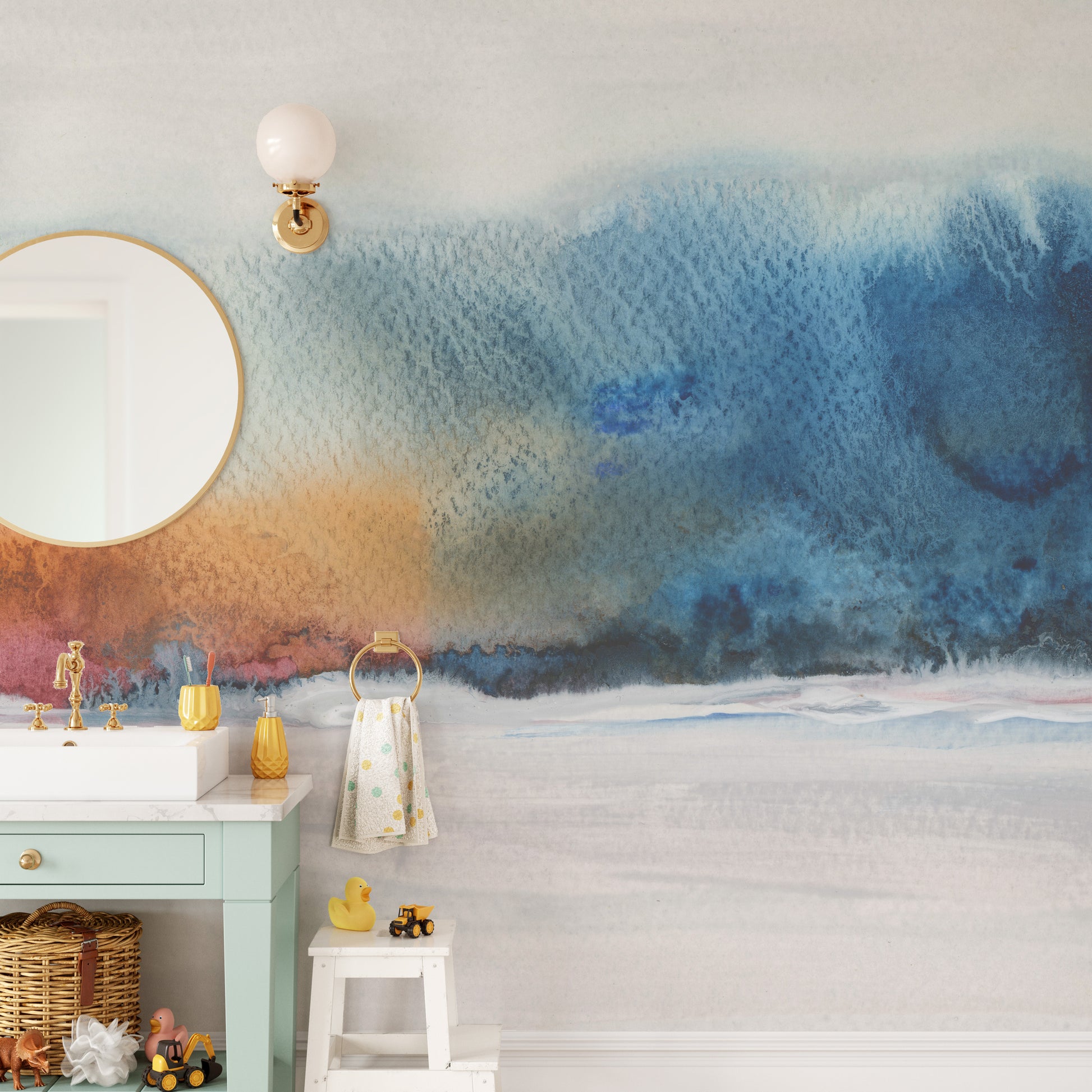 acrylic watercolor flow painting removable peel and stick wallpaper