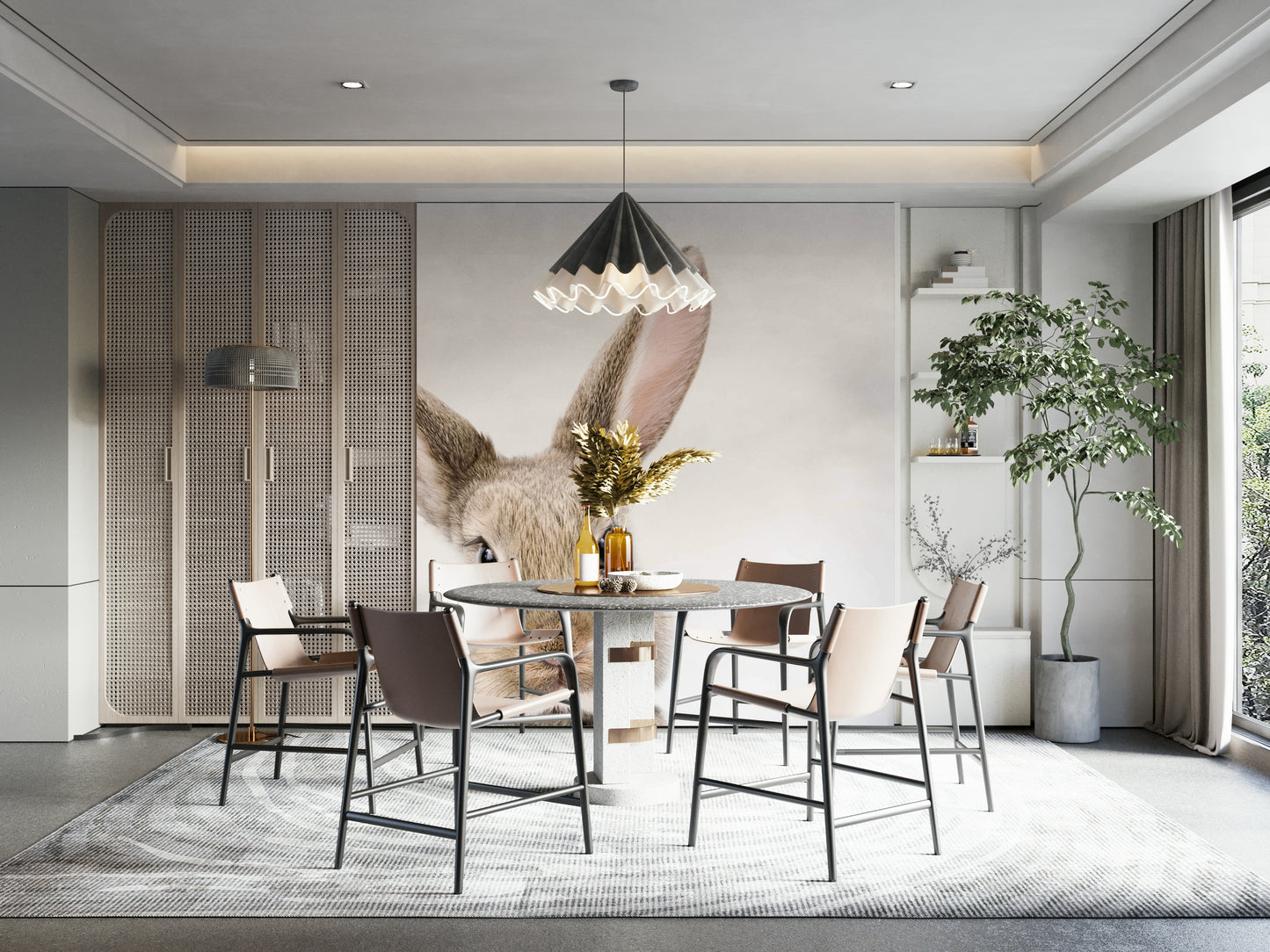 Gentle baby bunny mural for a cozy space

