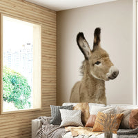 Rustic baby donkey mural for kids' farm theme


