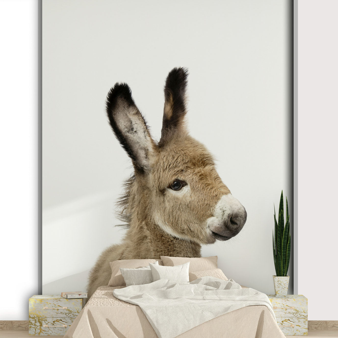 Cute baby donkey wall mural for nursery décor

