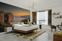 An artistic travel theme mural for home decor.

