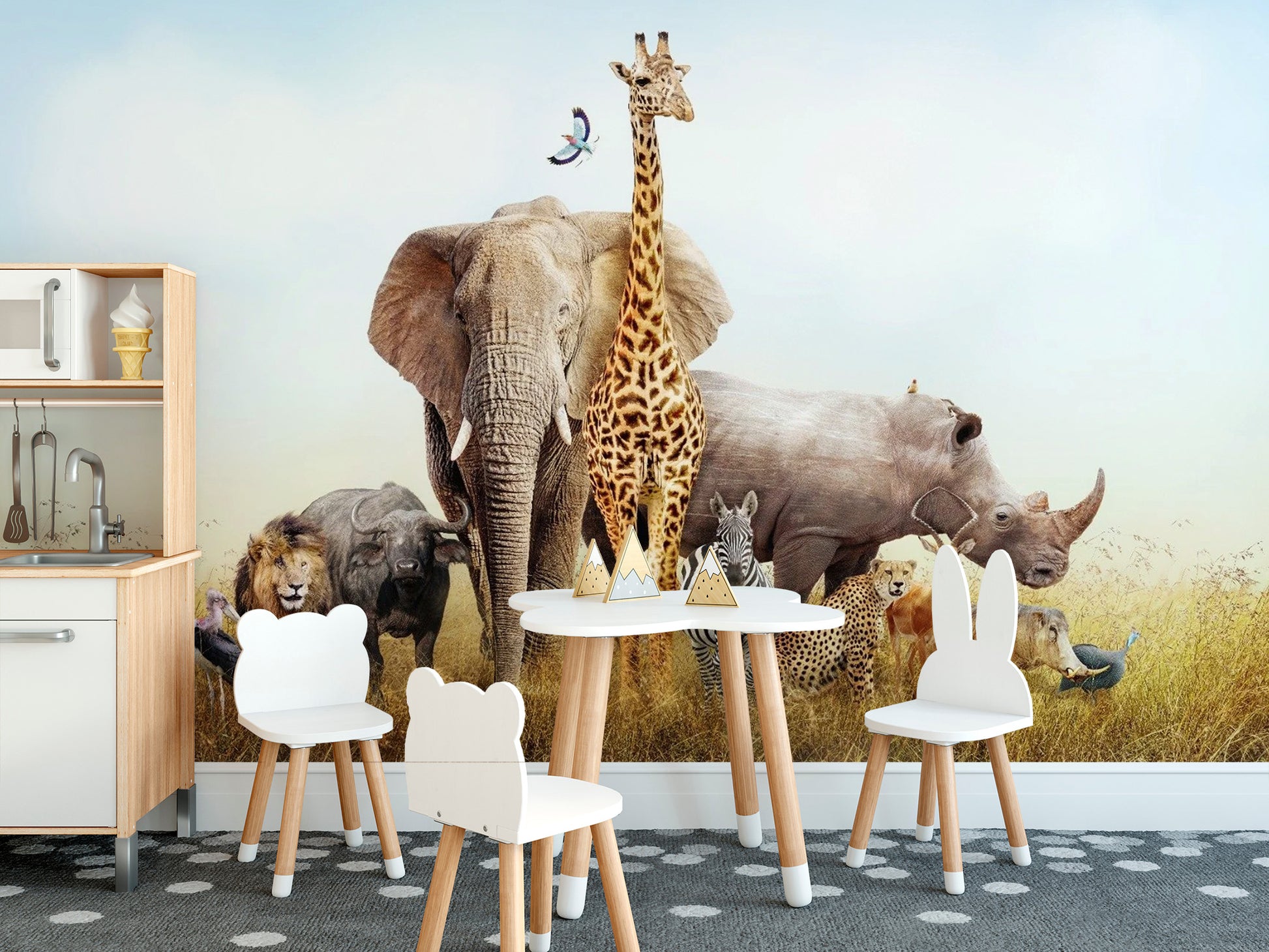 African Animals Safari Kids Room Wallpaper - Giffywalls