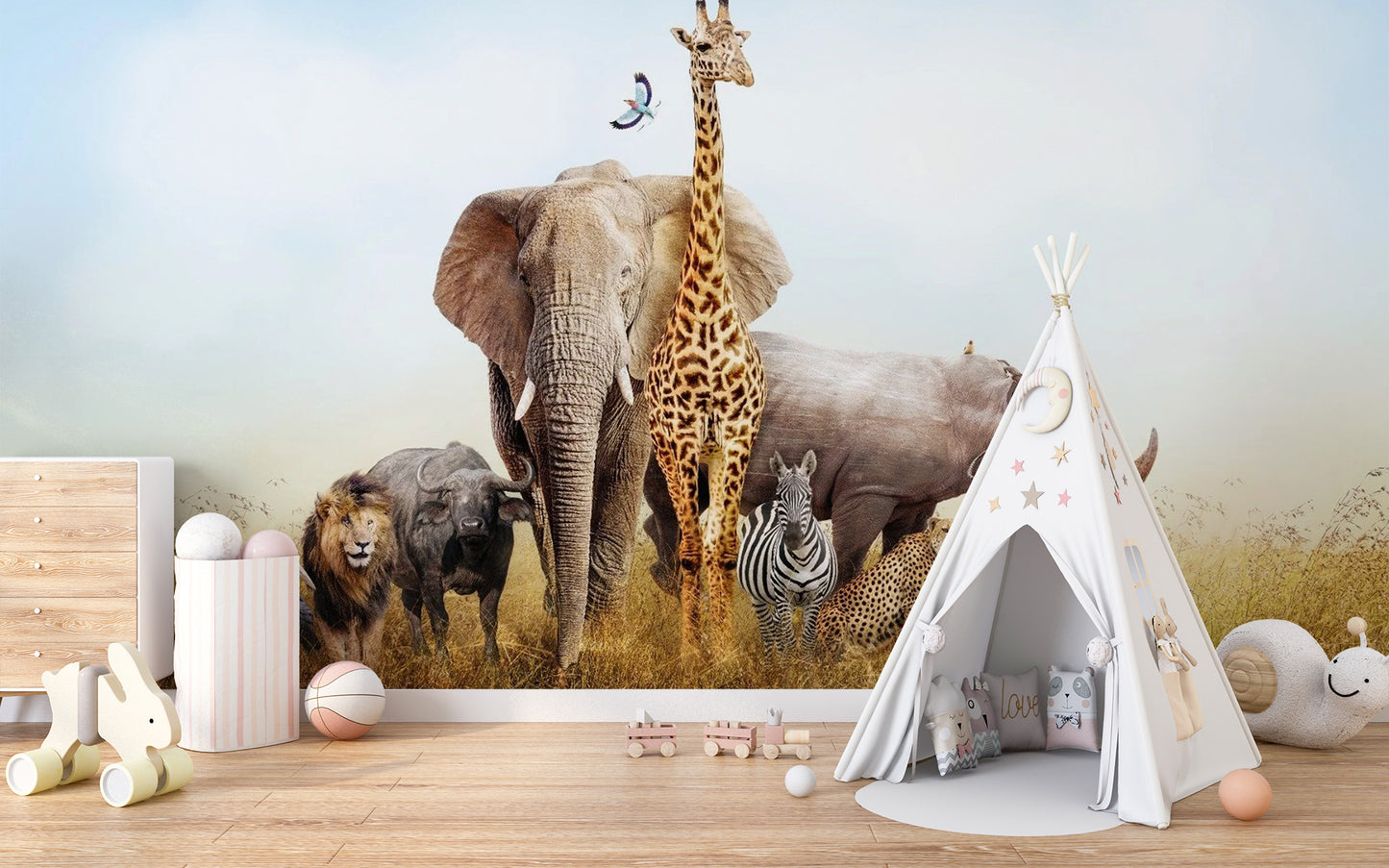 African Animals Safari Kids Room Wallpaper - Giffywalls