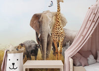 African Animals Safari Kids Room Wallpaper - Giffywalls