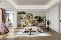 Soft watercolor wallpaper with wildlife

