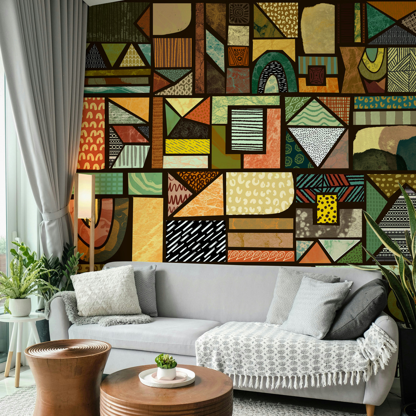 Afrika Wall Mural featuring African wildlife and savanna landscapes.

