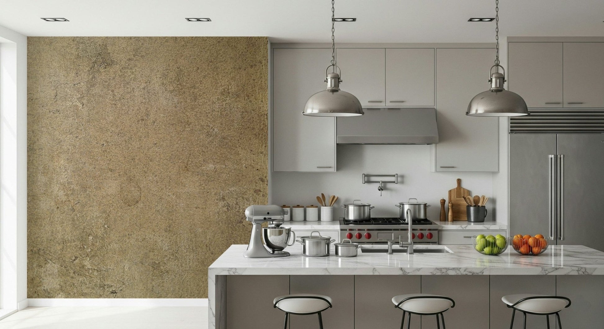 Vintage Leather Wallpaper Mural – Subtle distressed leather design in soft chamois color, ideal for cozy spaces.