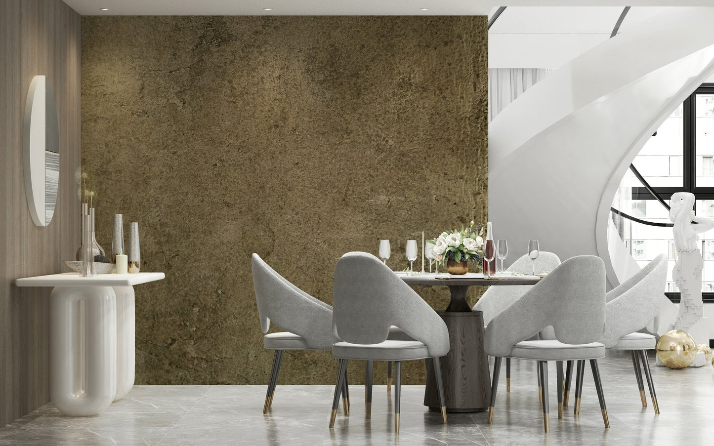 Hide-Colored Leather Finish Mural – Soft tan aged leather effect adding warmth, texture, and elegance to walls.