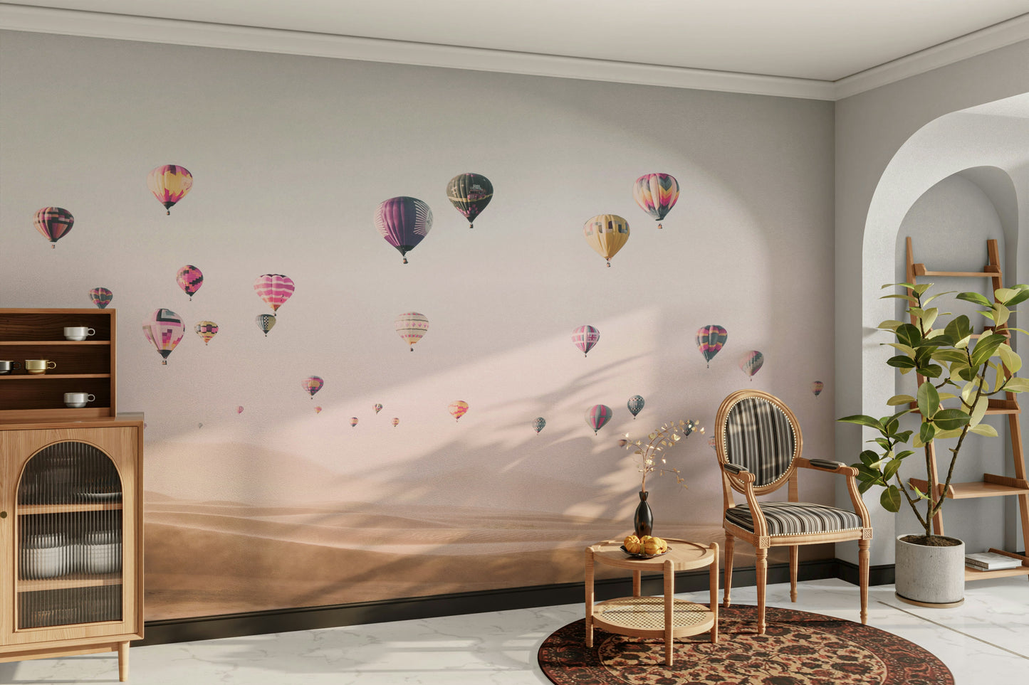Air balloon-themed wall mural for living rooms

