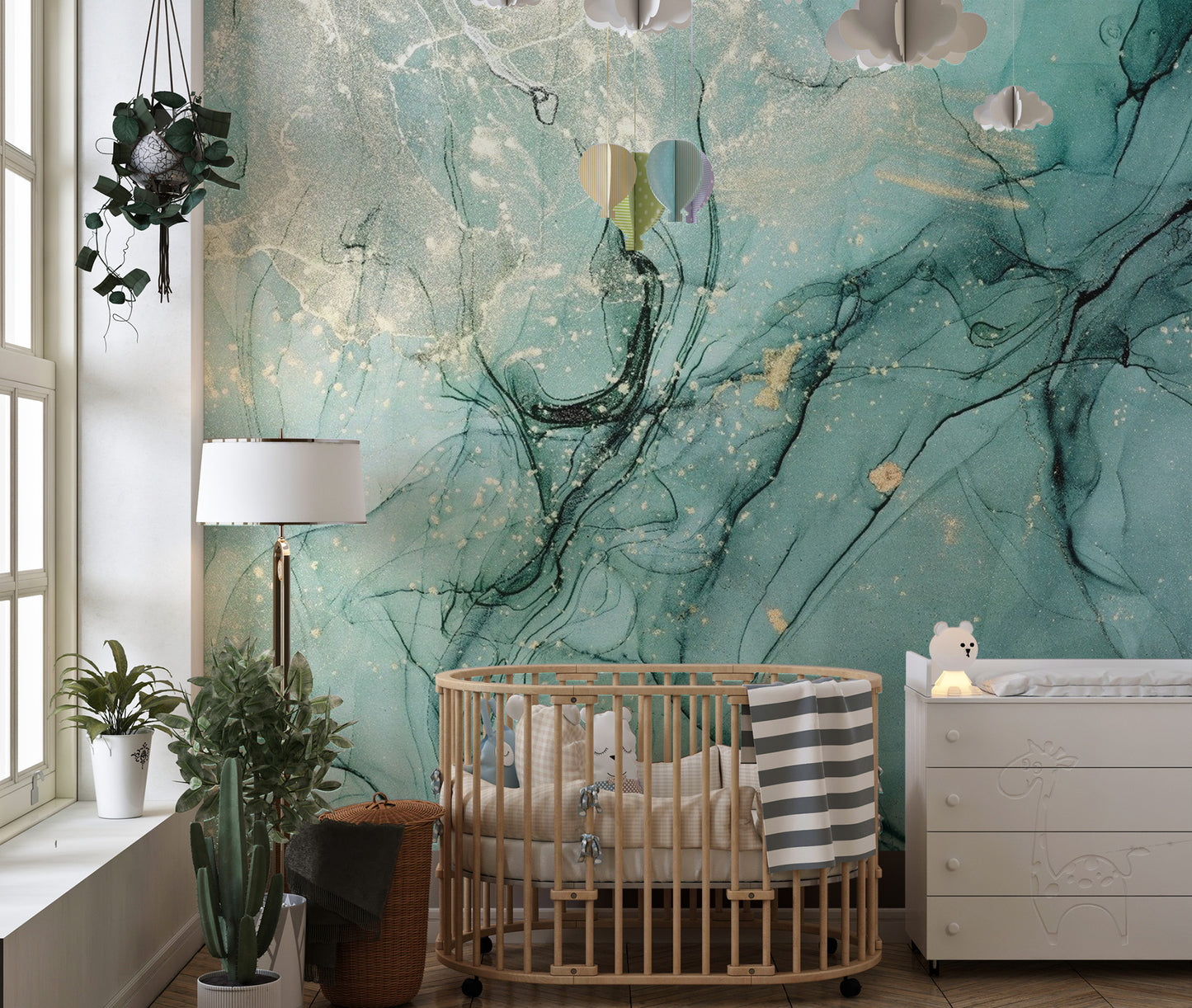 Teal and aqua ink pattern
